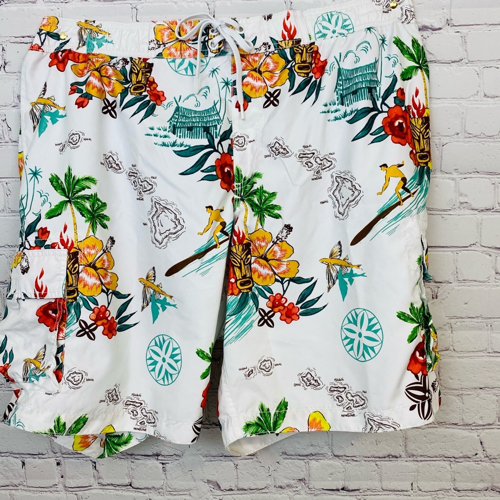 Men’s Hawaiian Islands Print Swim Shorts Sz XXL